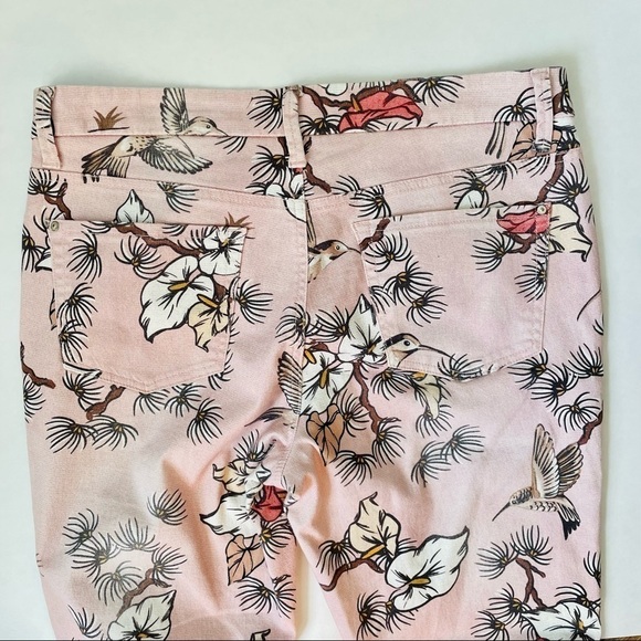CAMBIO Lillian Cropped Blush Pink Floral Fauna Print Jeans 12 - Picture 9 of 11